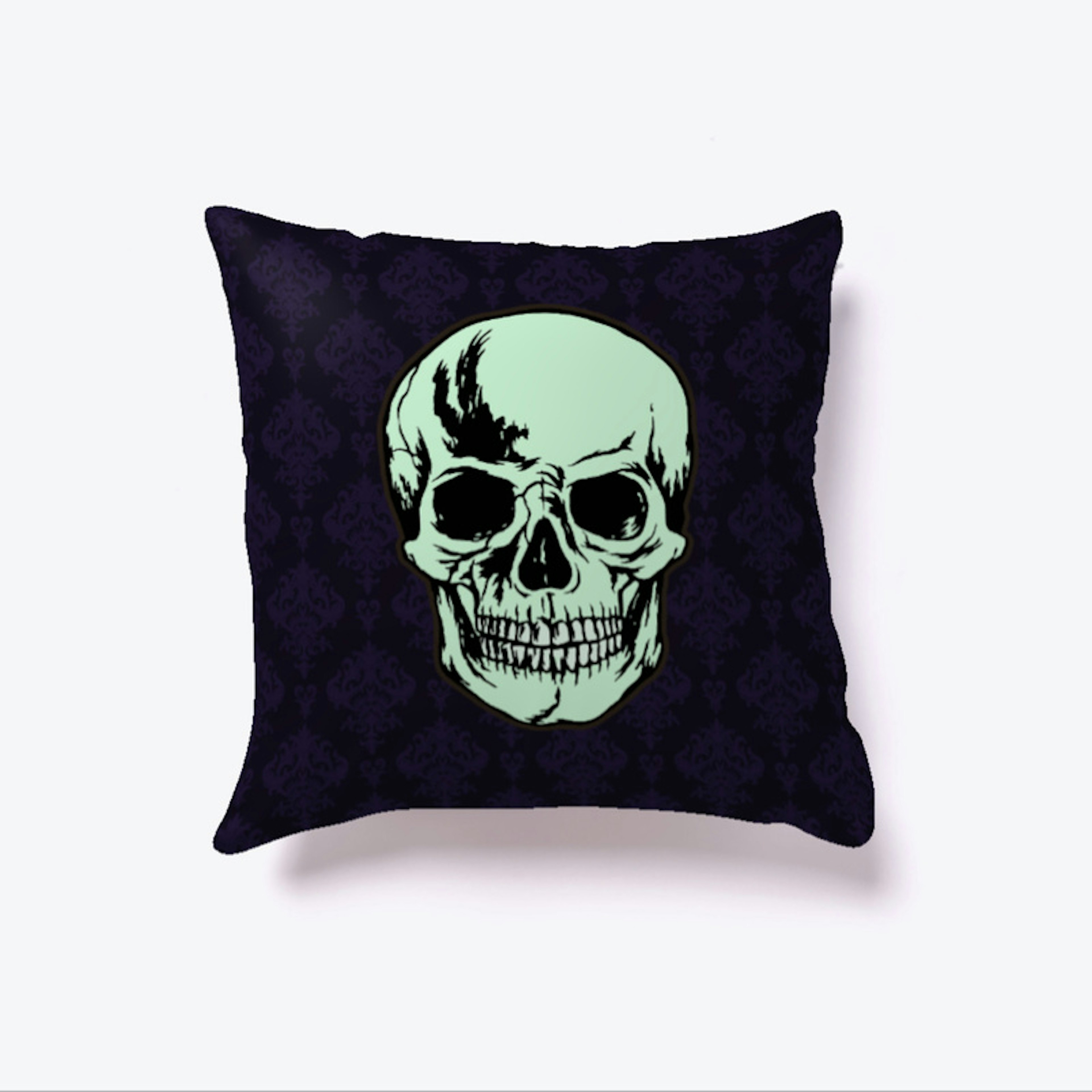 Green Skull  Halloween Pillow
