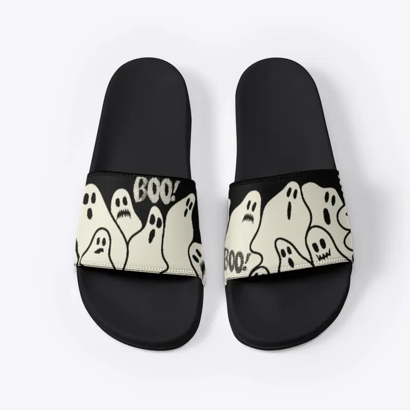 Spooky Halloween Ghosts Black Slides